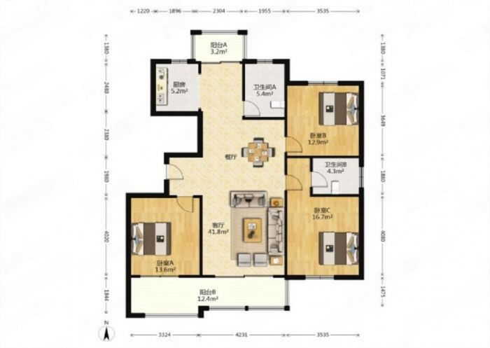 红星嘉苑 3室2厅2卫 140m&sup2;