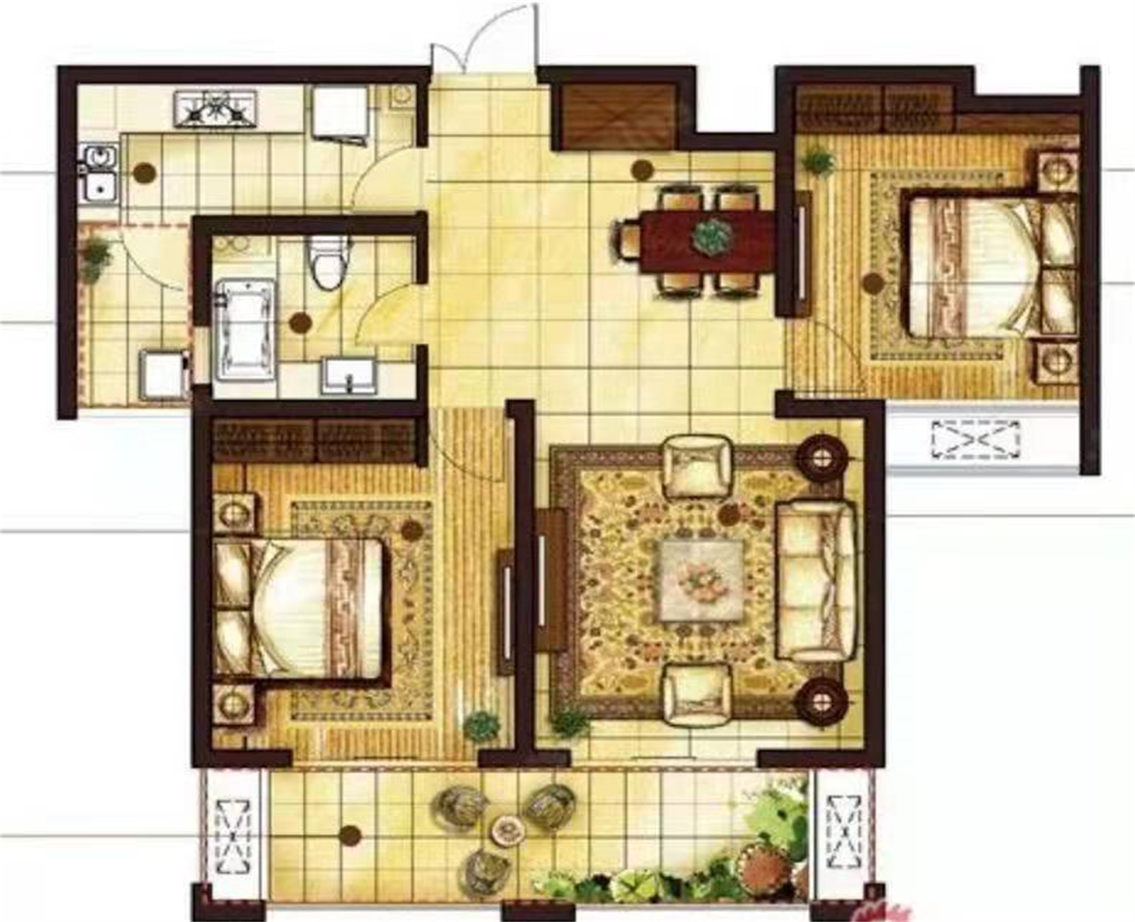 吴中豪景华庭 2室1厅1卫 101m&sup2;