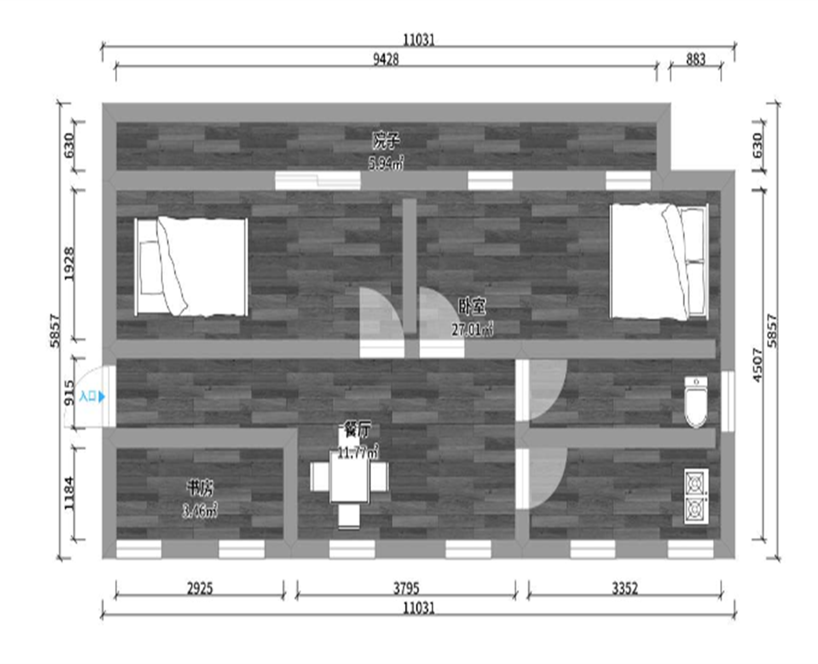 中南苑 3室2厅1卫 86.00m&sup2;