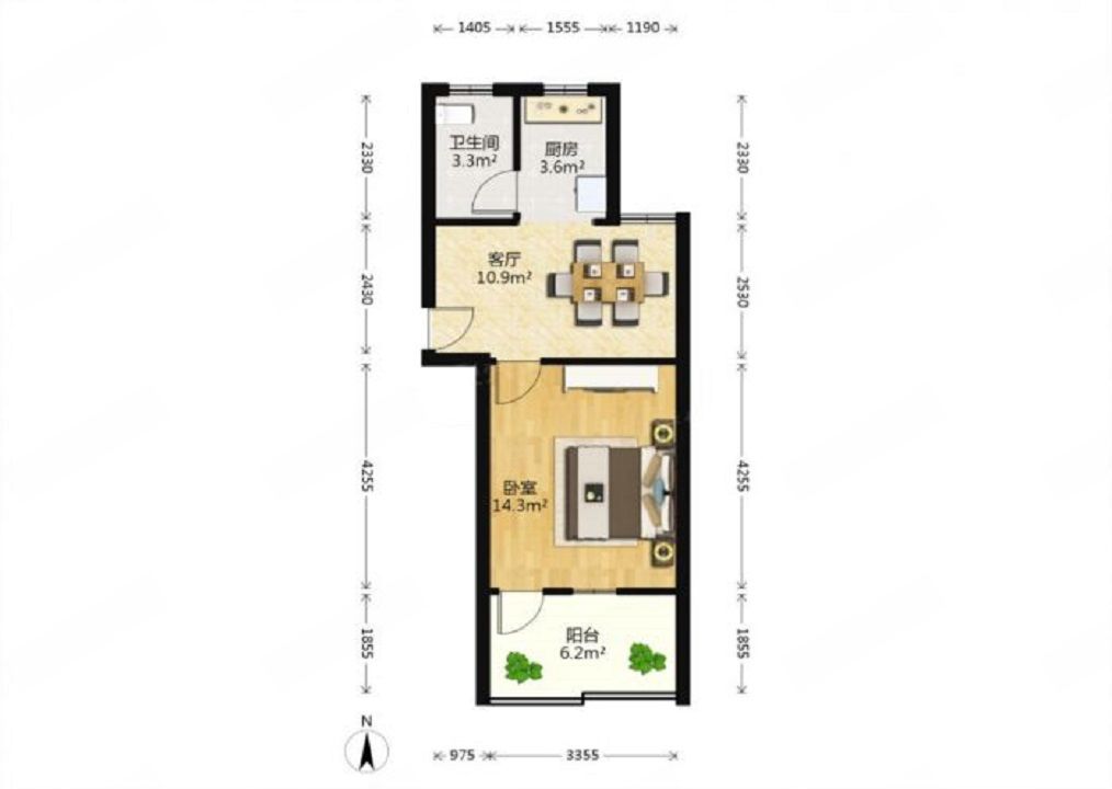 虹桥南村 1室1厅1卫 47m&sup2;