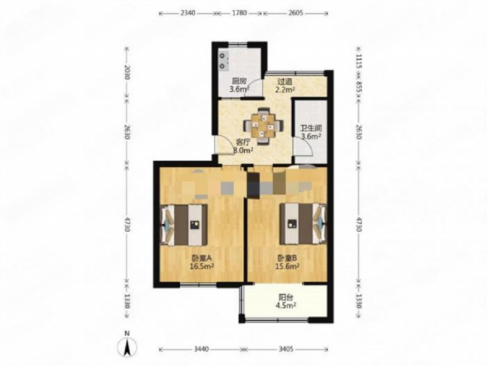 城南新村(崇川区) 2室2厅1卫 63m&sup2;