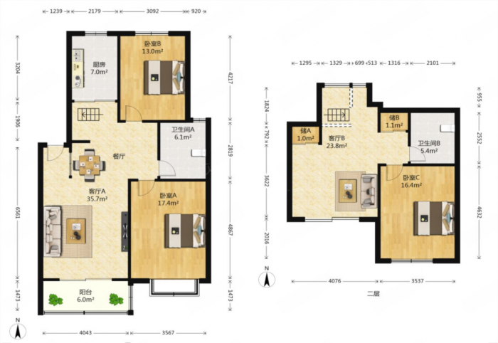 盛和永兴花苑 4室2厅2卫 172.00m&sup2;