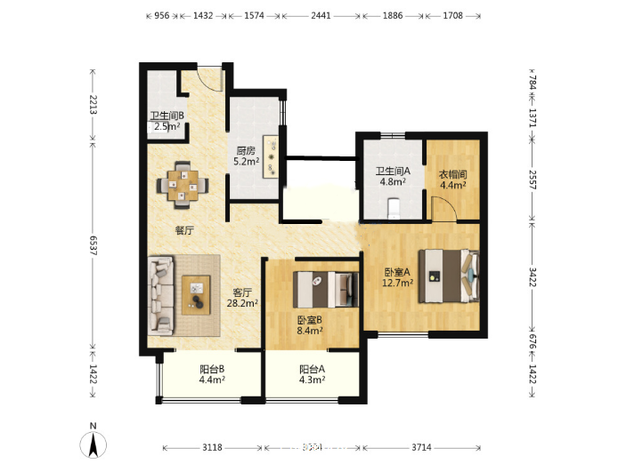 中兴兰溪荟 3室2厅1卫 102m&sup2;