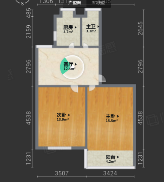 民主新村 2室1厅1卫 65m&sup2;