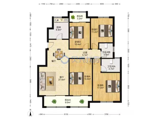 世濠花园 4室2厅2卫 132m&sup2;
