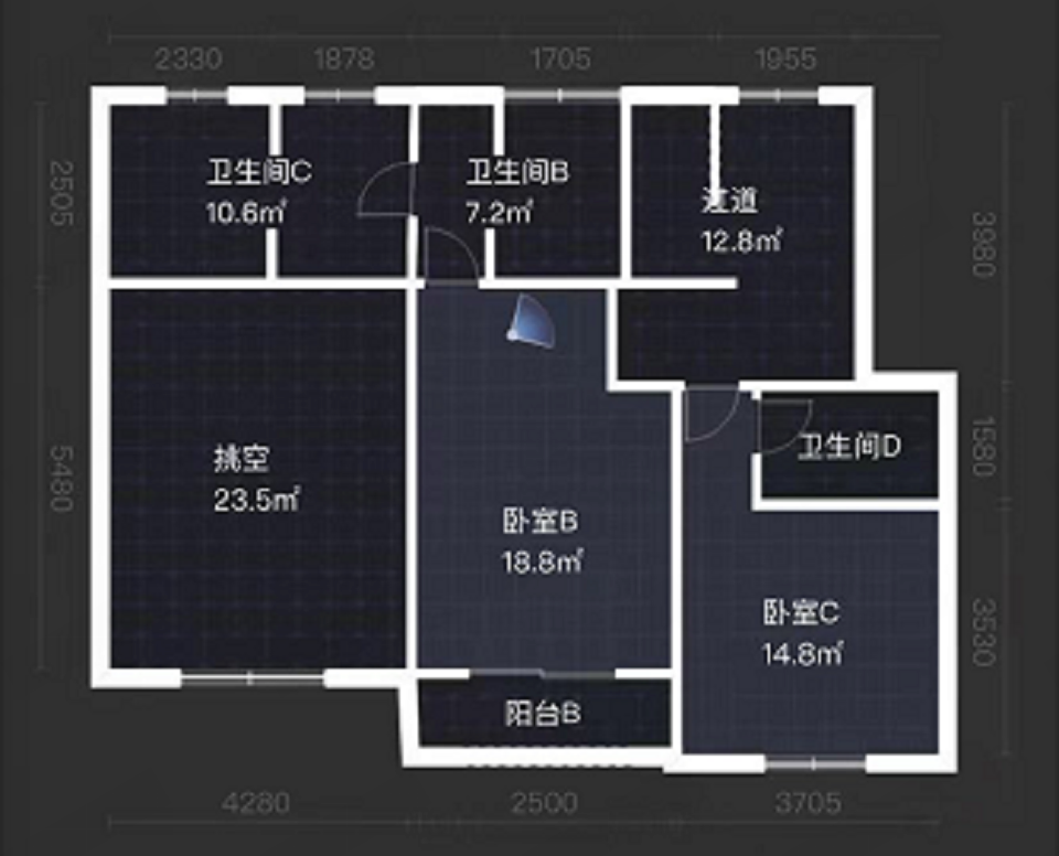 景瑞望府 5室2厅1卫 195.00m&sup2;