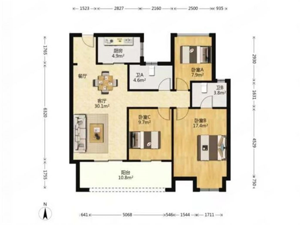 海上传奇 3室2厅2卫 115m&sup2;