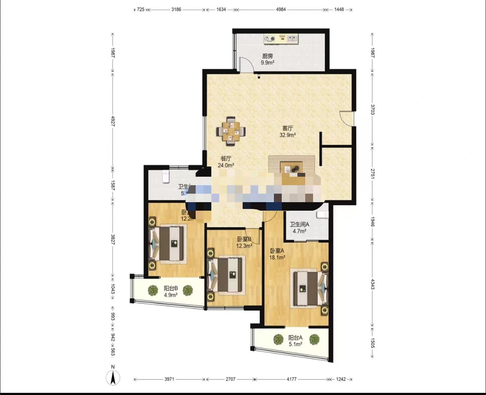 王府大厦 3室2厅2卫 165m&sup2;