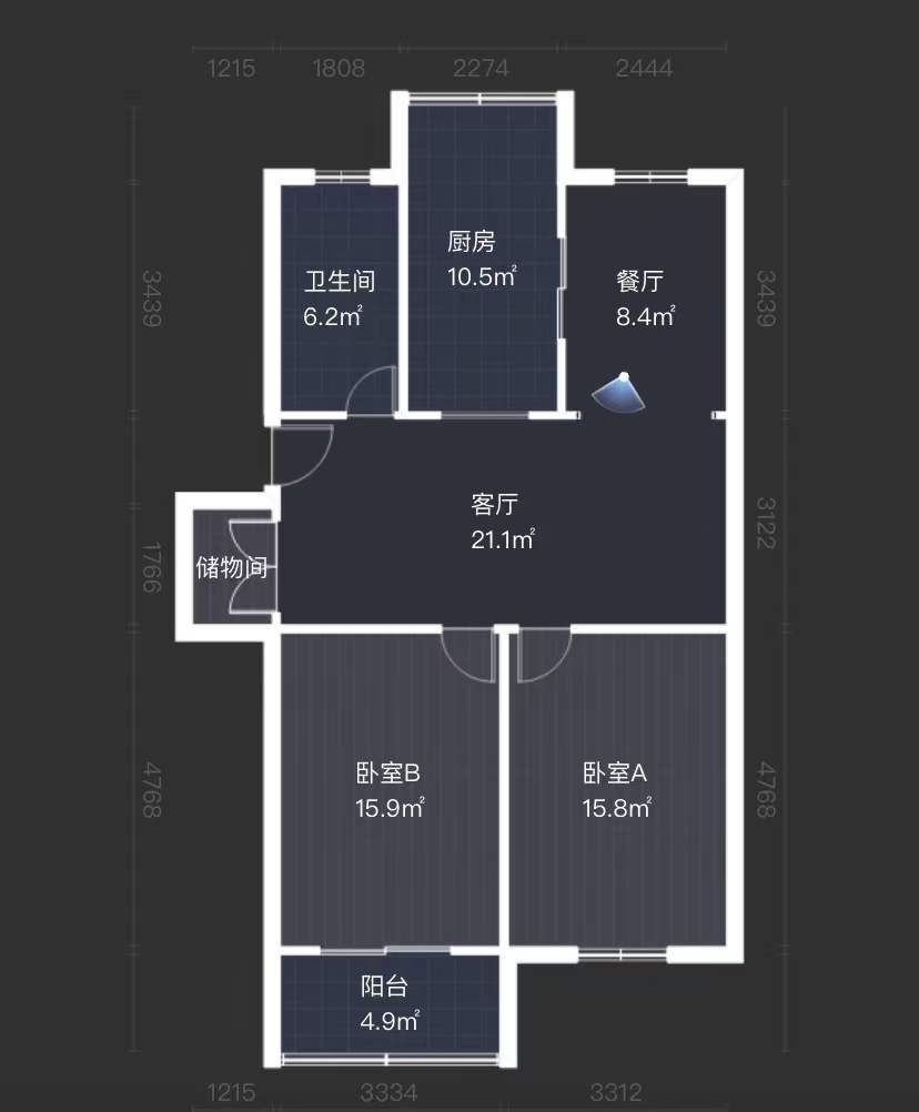 兴隆花苑 2室2厅1卫 99.79m&sup2;
