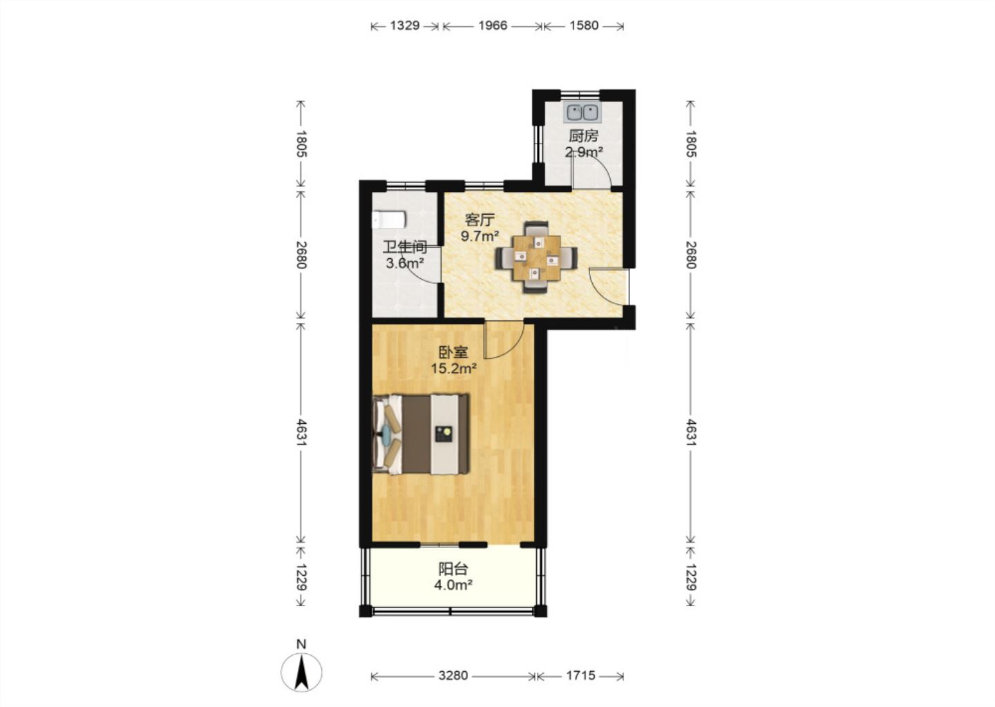 易家桥新村 1室1厅1卫 45.6m&sup2;