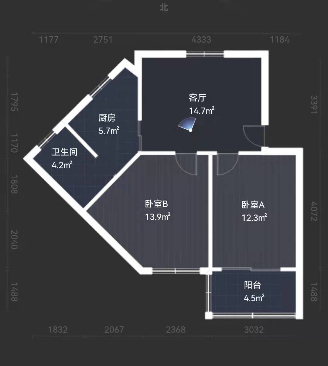 中远小区 2室1厅1卫 70m&sup2;