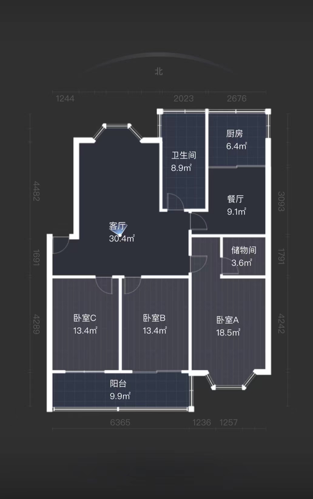外滩小区 3室2厅1卫 124.8m&sup2;