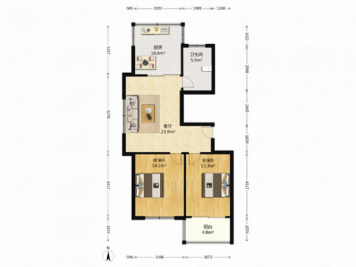 外滩花苑 2室1厅1卫 96m&sup2;