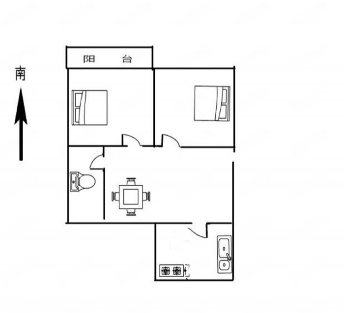 白家园 2室1厅1卫 74m&sup2;