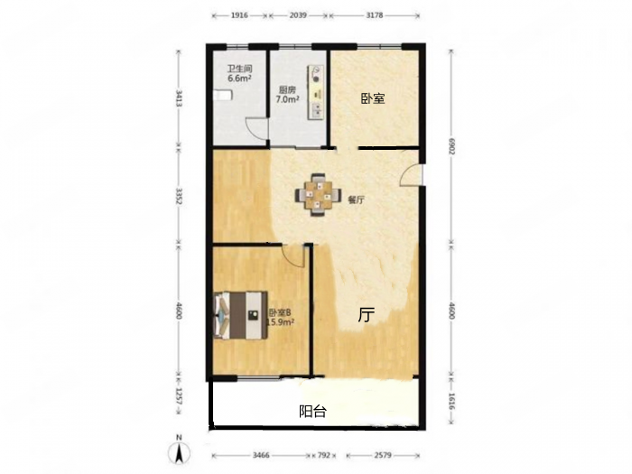 天都花苑 2室2厅1卫 102.80m²
