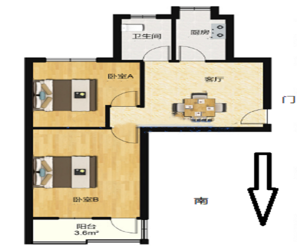新建路新村 2室1厅1卫 61.00m&sup2;