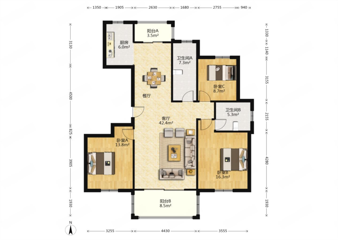 丁香花园 4室2厅2卫 140m&sup2;