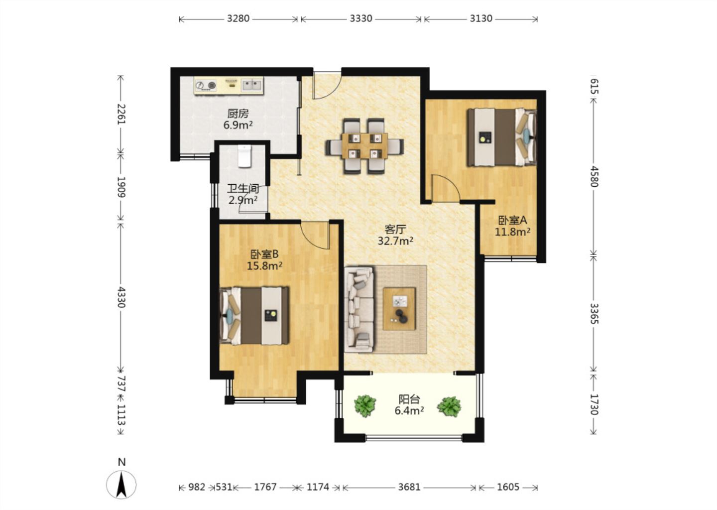 云樾河山 5室3厅3卫 180m²