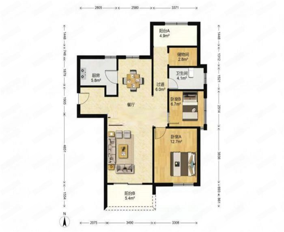 江山鼎 3室2厅1卫 110m&sup2;