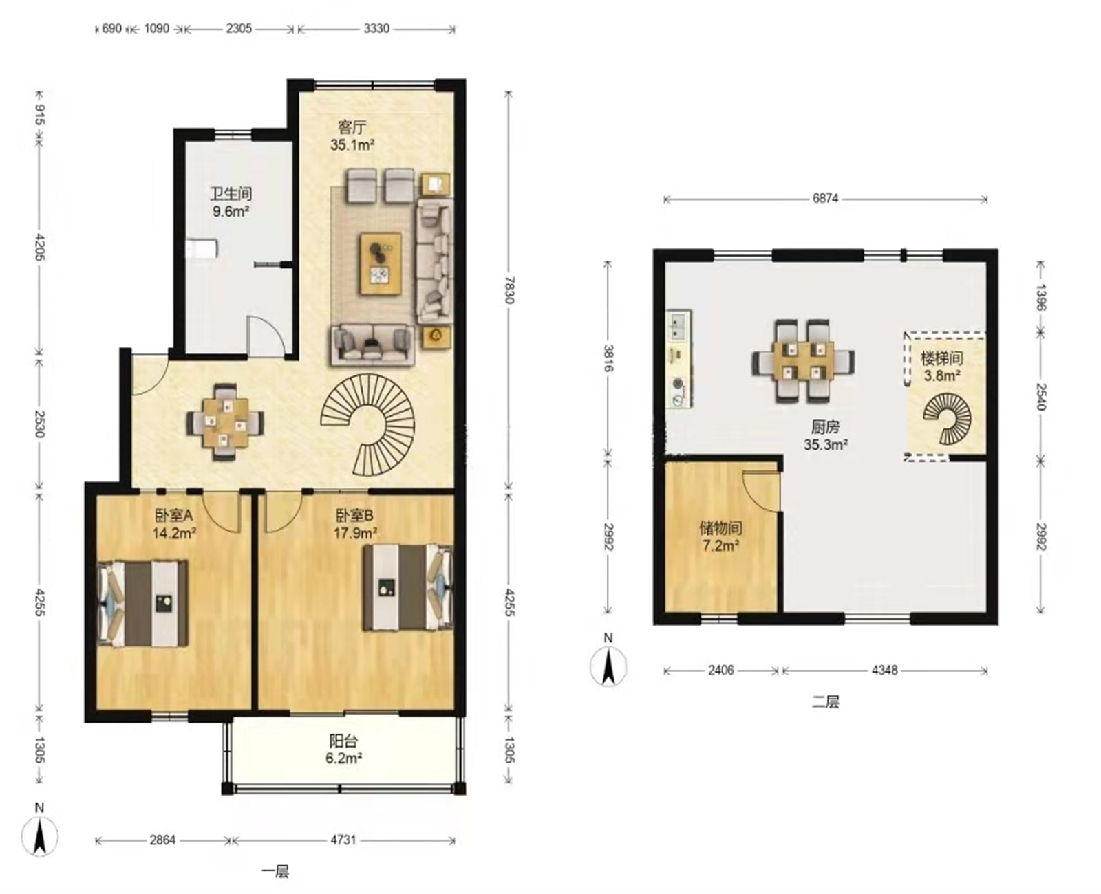 健康公寓 3室2厅1卫 122m&sup2;