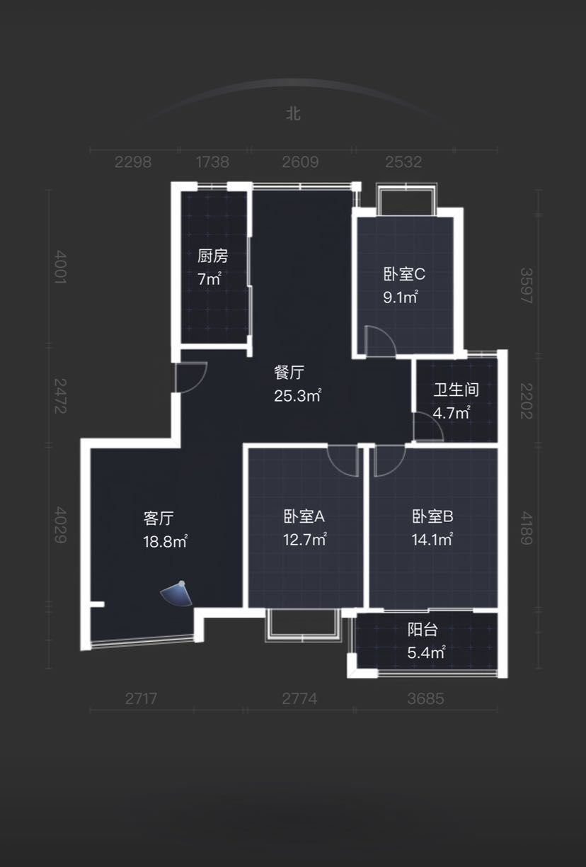 长航地中海花园 3室2厅1卫 124m&sup2;