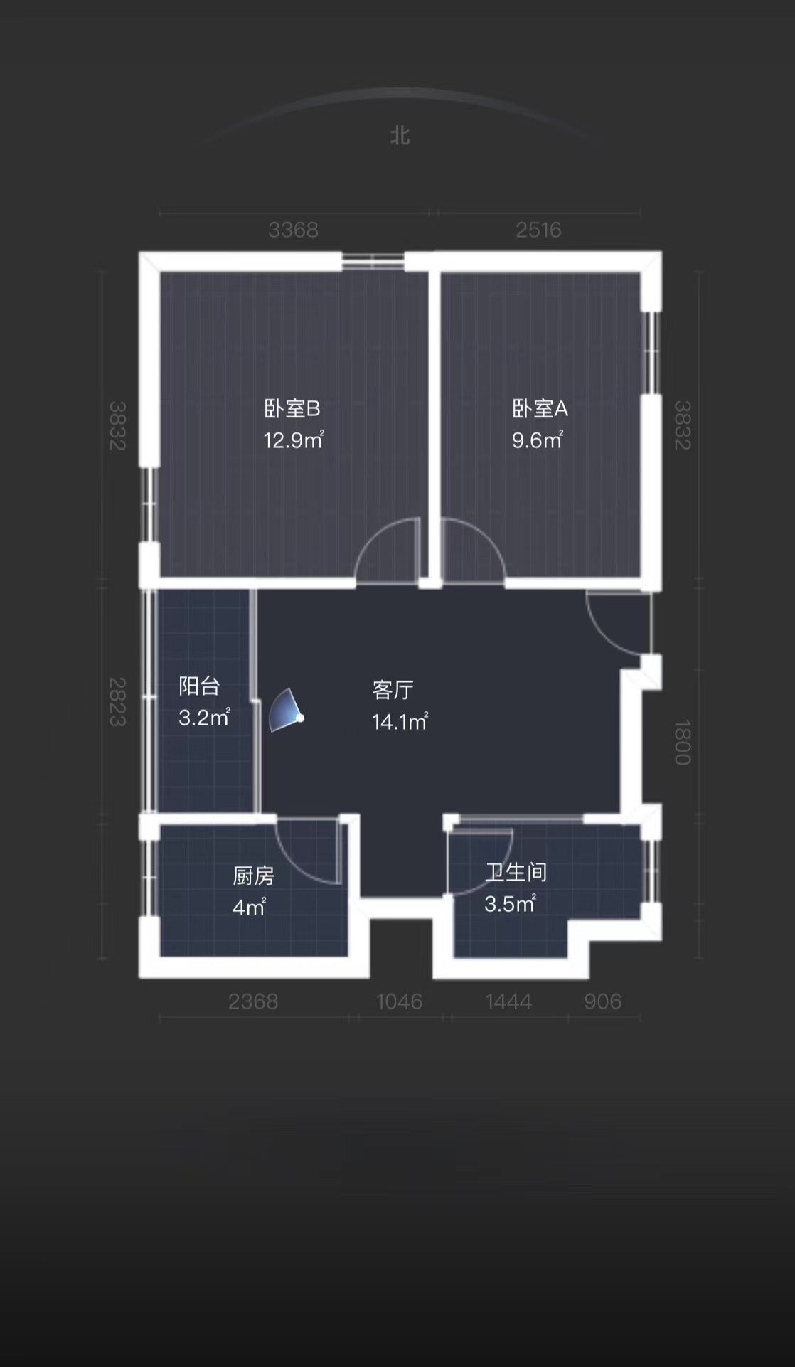 华能大厦 2室1厅1卫 72.80m&sup2;