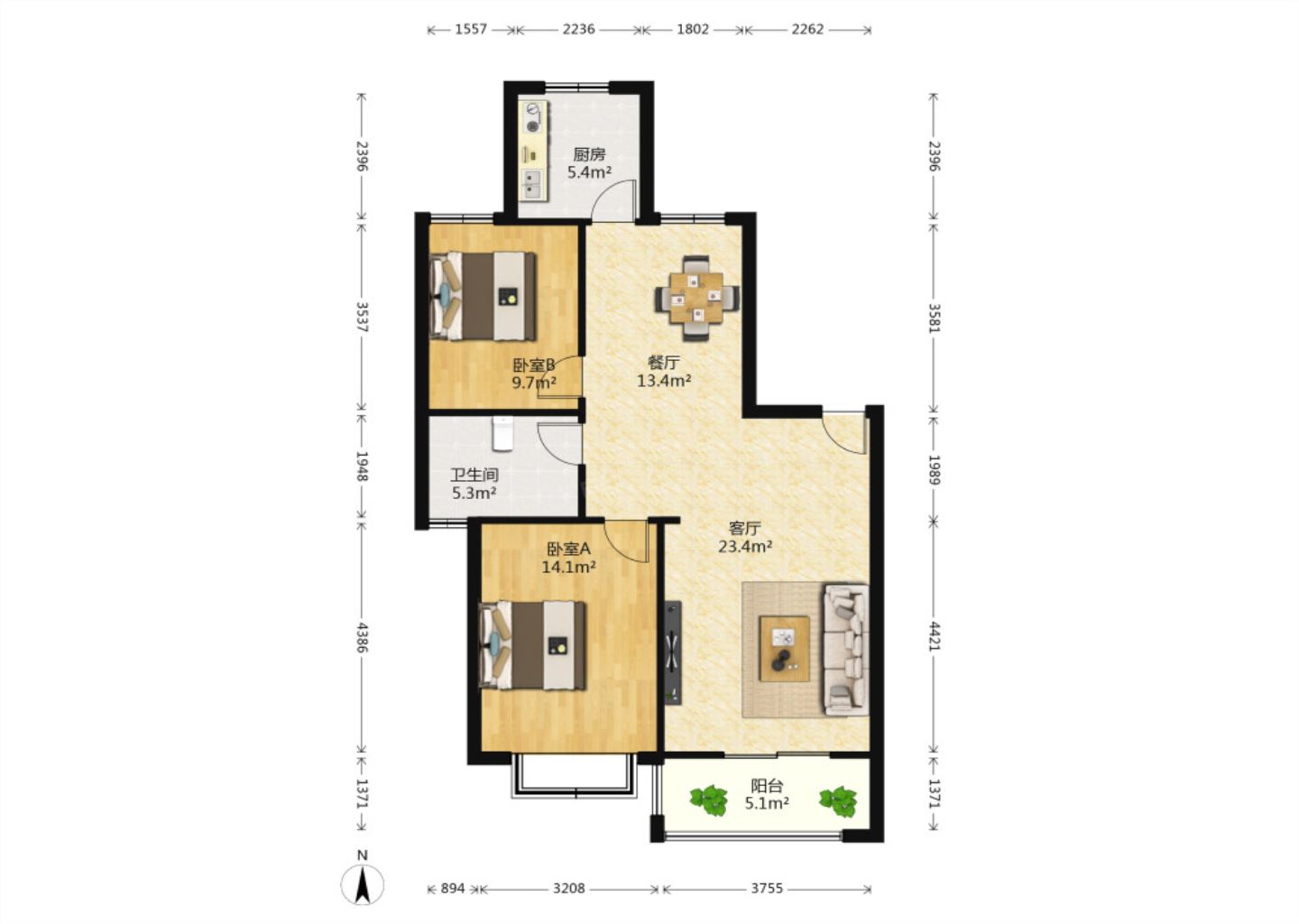 长航地中海花园 4室2厅2卫 160m&sup2;