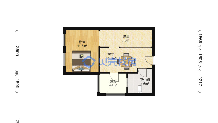 濠南君邑 1室1厅1卫 58.62m&sup2;