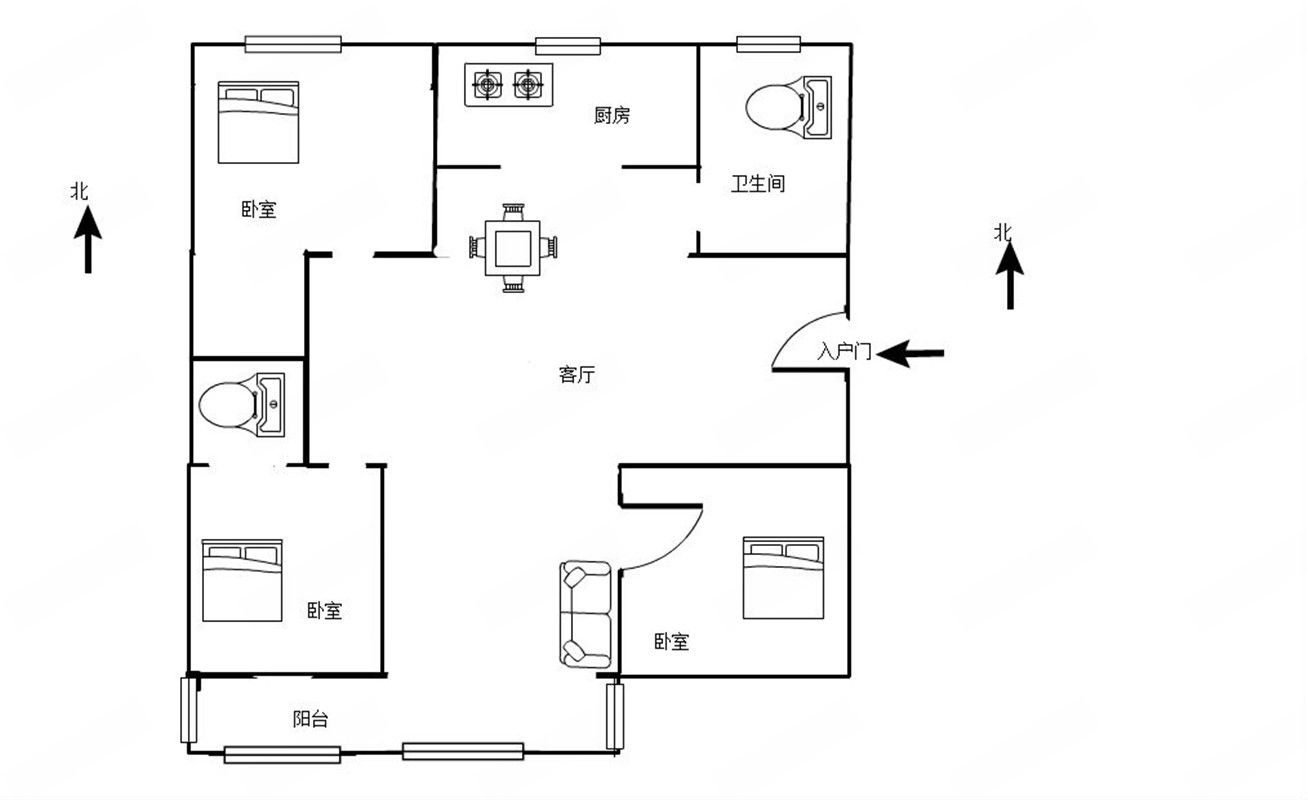 濠景园西区 3室2厅1卫 140m&sup2;