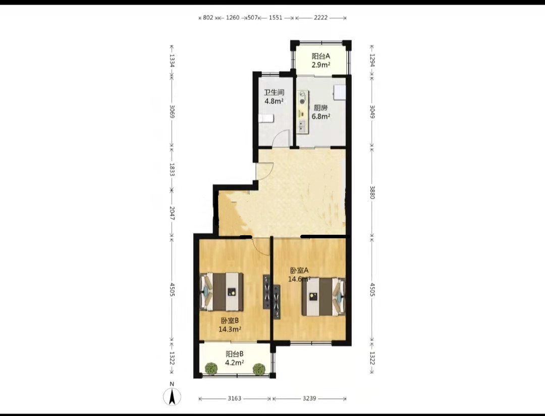 星富花园 2室1厅1卫 78.12m&sup2;