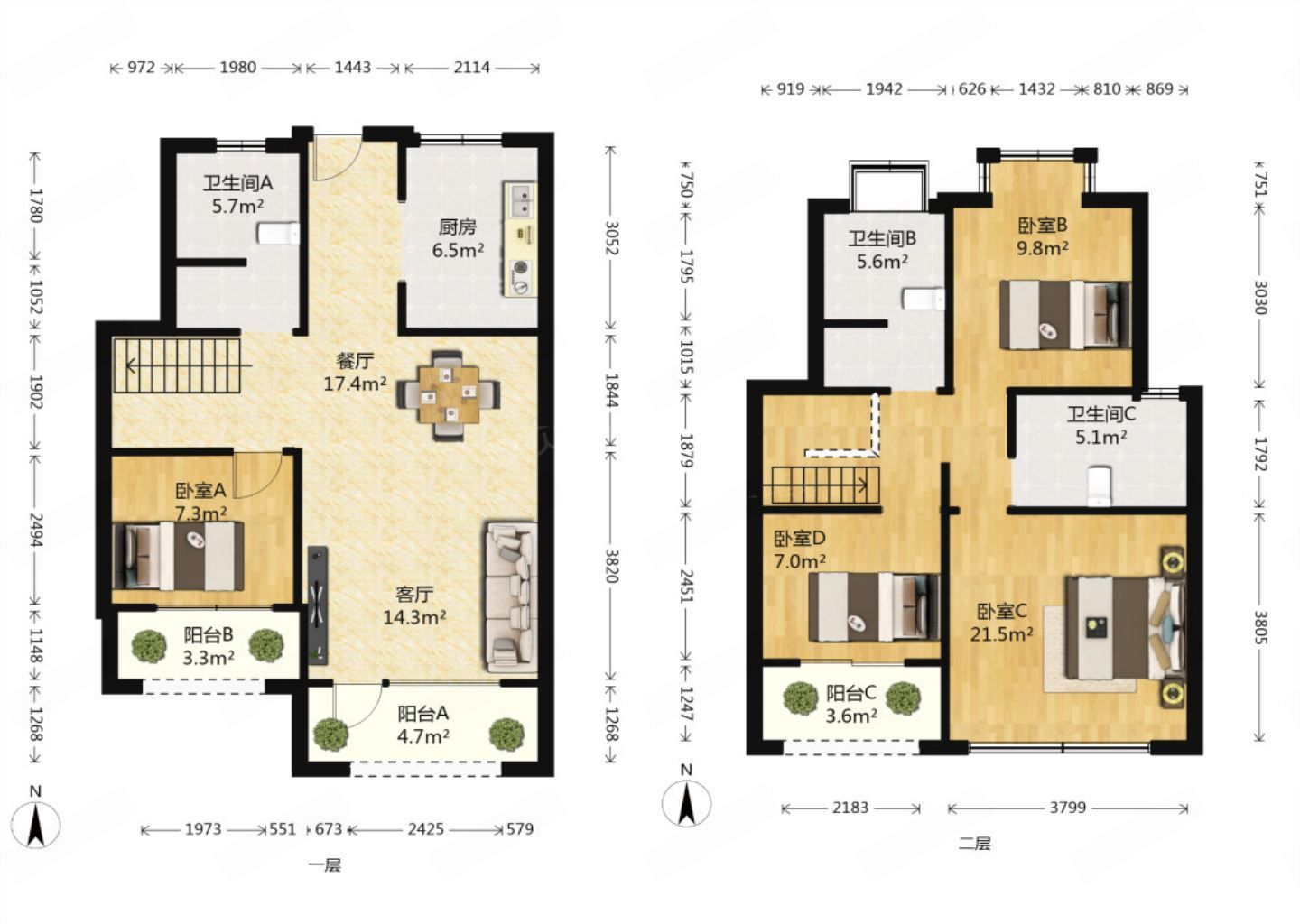中南熙悦(南通经济技术开发区) 4室2厅2卫 131m&sup2;