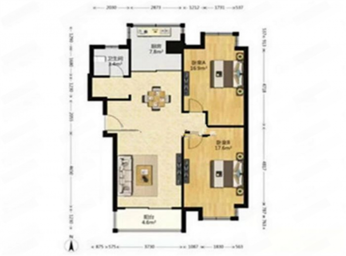 融悦华庭 2室2厅1卫 115.00m&sup2;