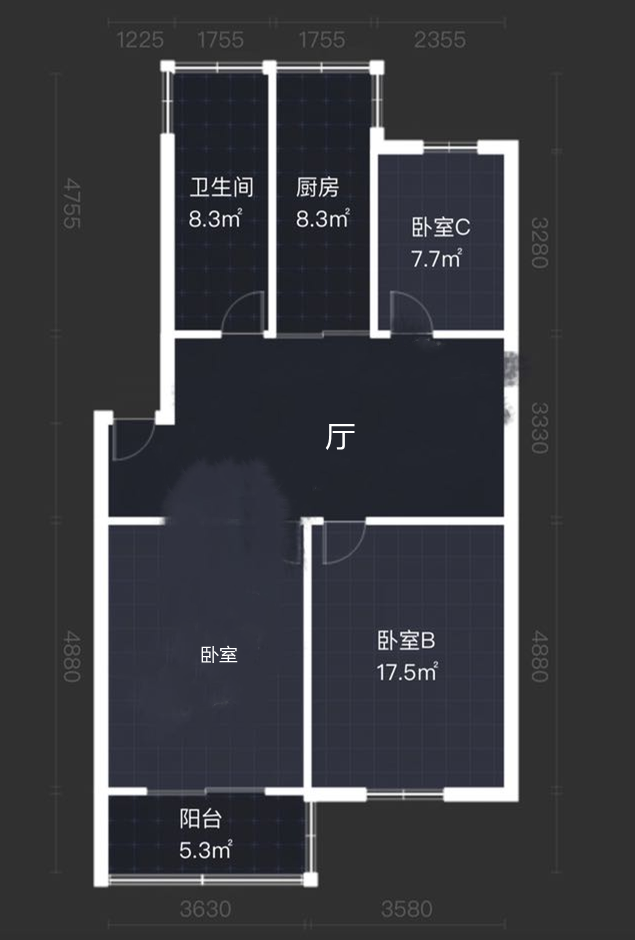 世纪新城 3室1厅1卫 107m&sup2;
