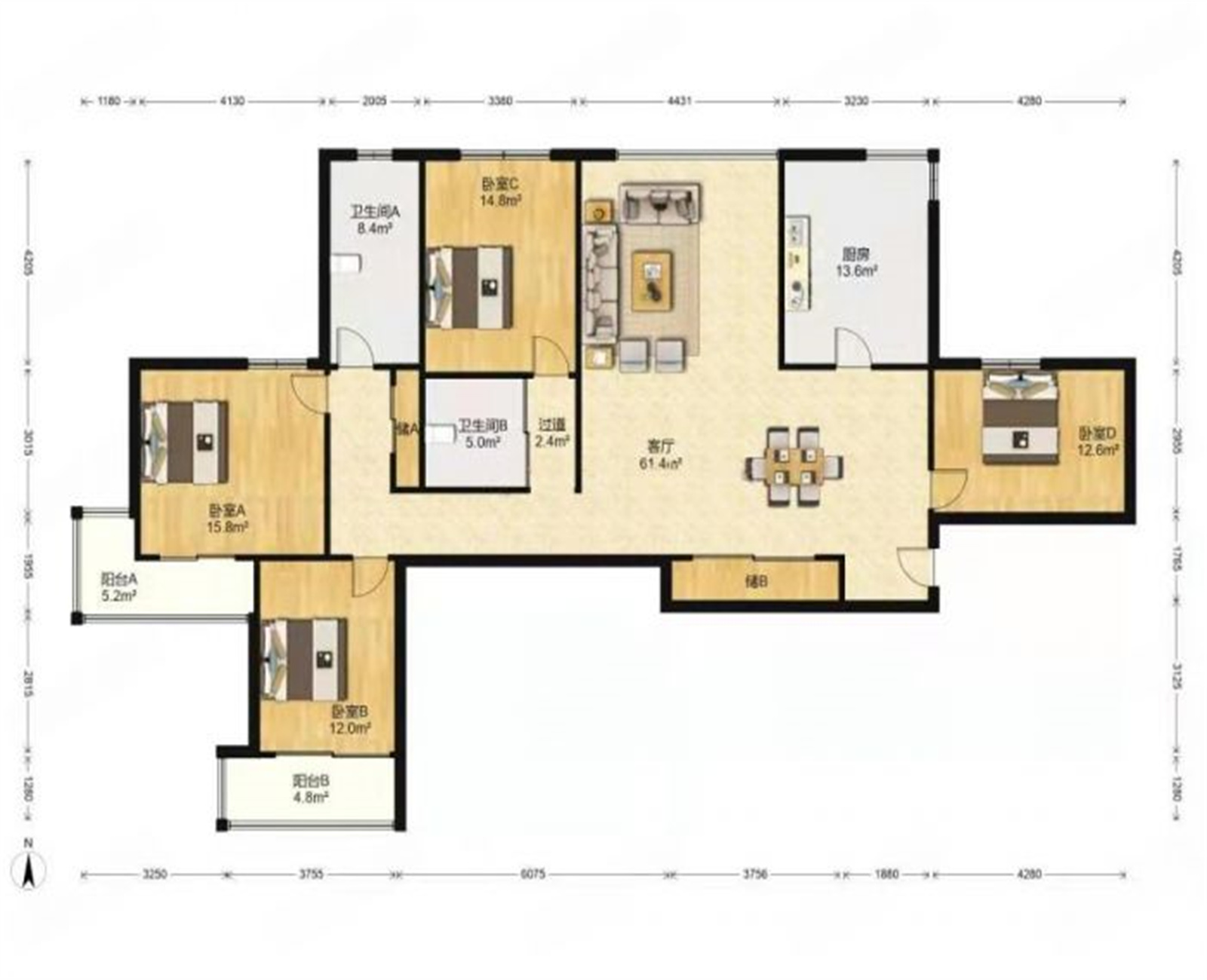 王府大厦 4室2厅1卫 217m&sup2;