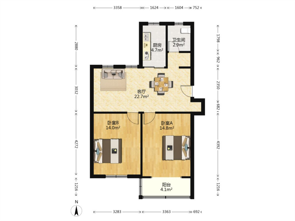 大南新村 2室2厅1卫 79.17m&sup2;