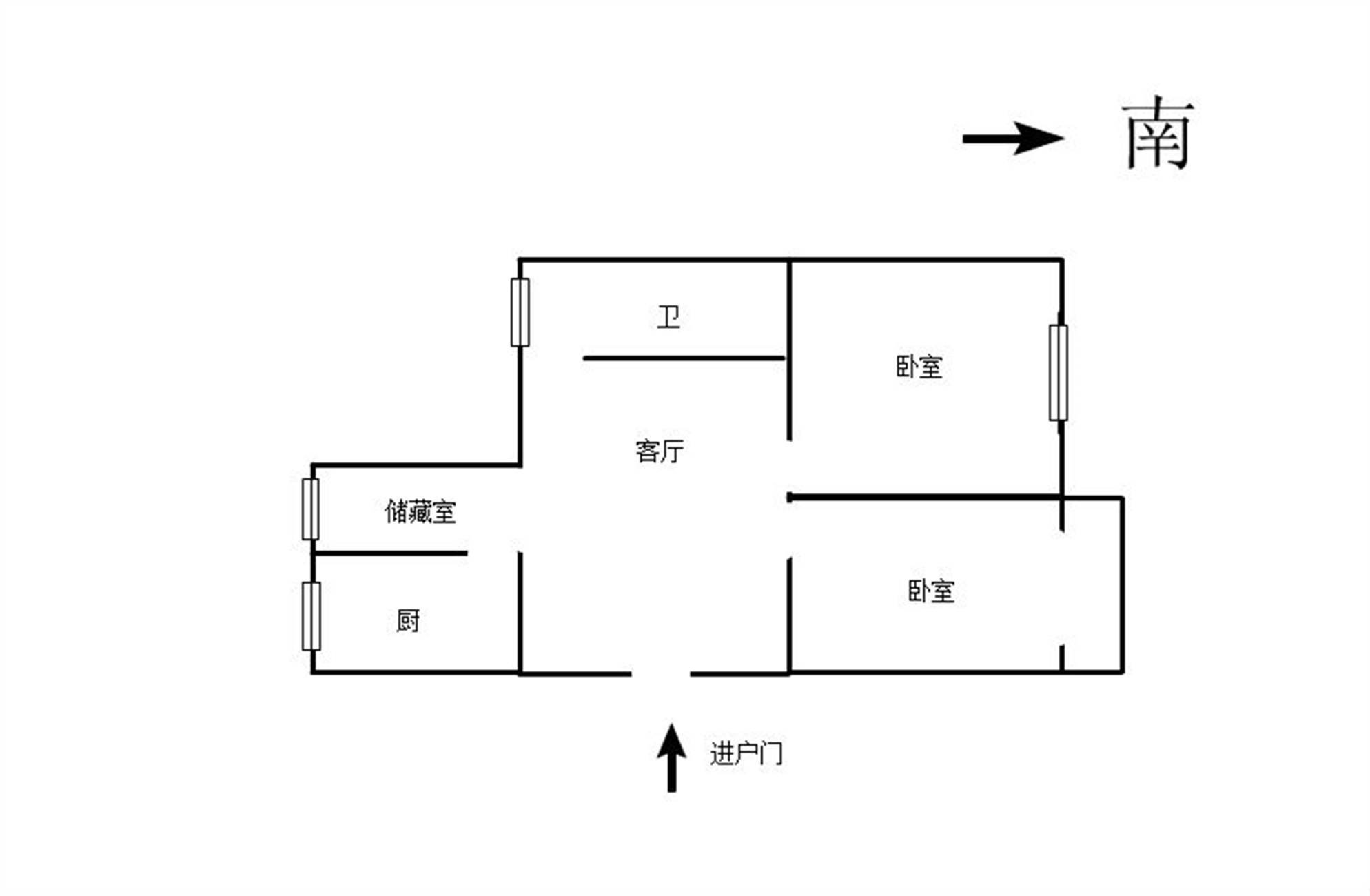 外滩小区 2室2厅1卫 80m&sup2;