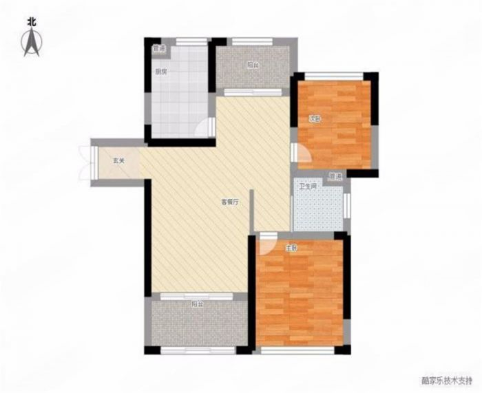 中南世纪城北区 2室2厅1卫 109m&sup2;