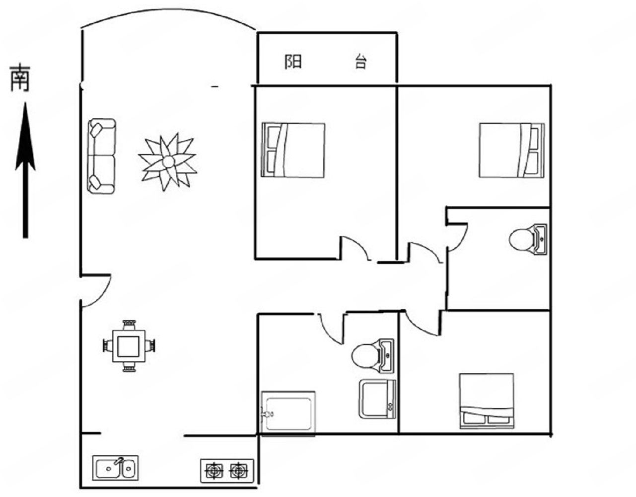 濠河名邸 3室2厅1卫 163m&sup2;