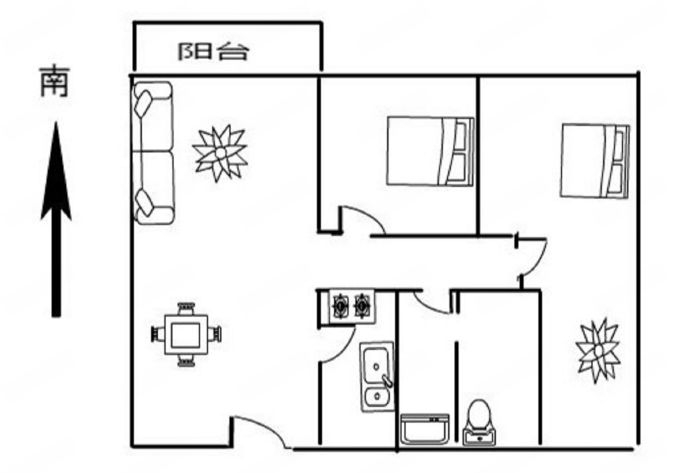 景华城 2室2厅1卫 99m&sup2;