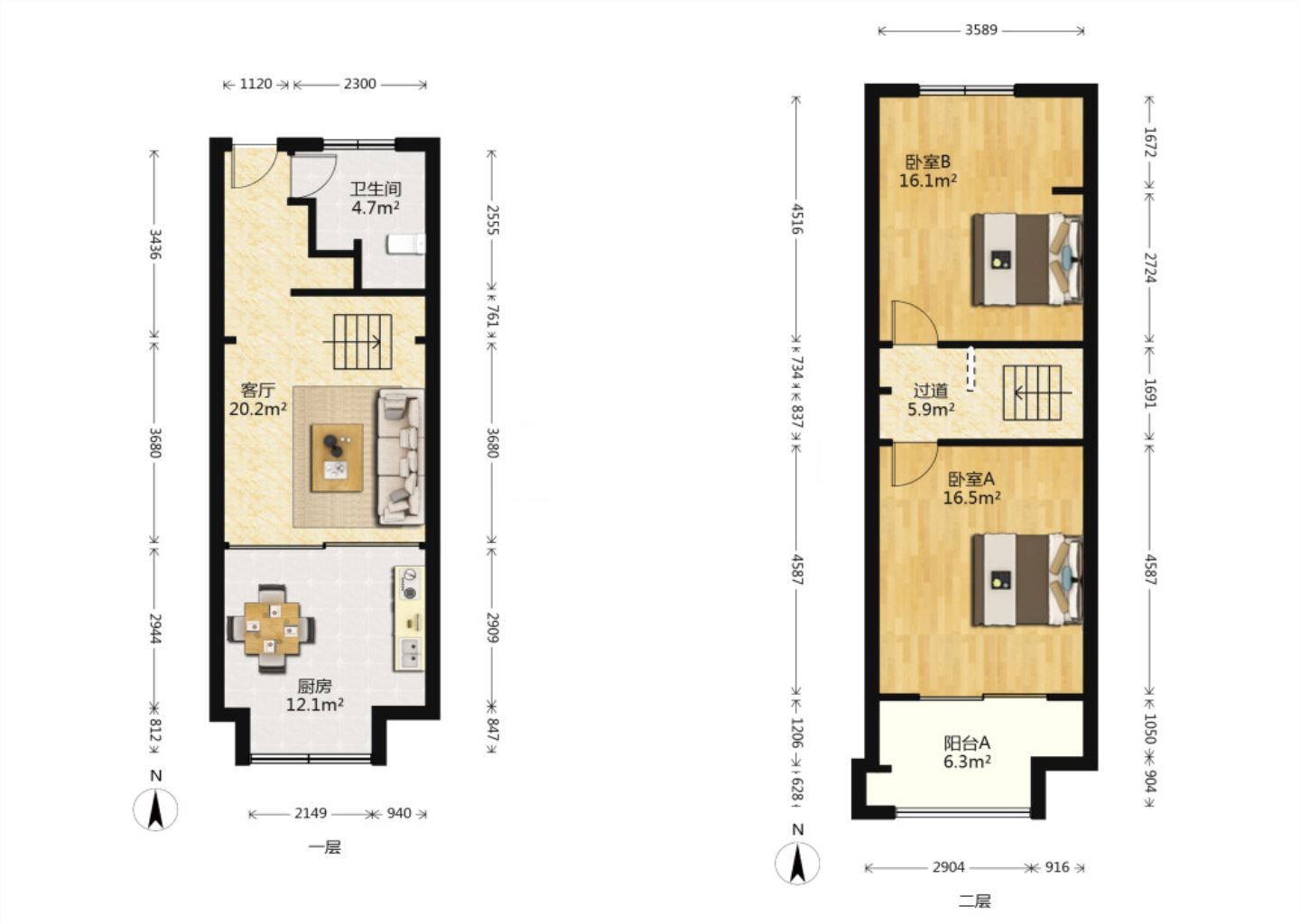 宏景大厦 2室1厅1卫 56m&sup2;