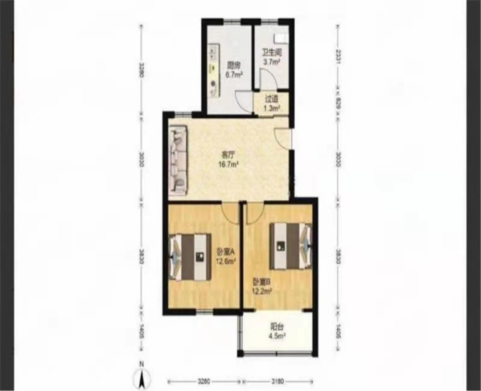 文峰路17号 3室1厅1卫 83.5m&sup2;
