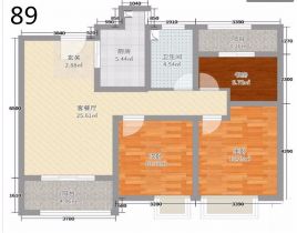 世茂公元 3室2厅1卫 89m&sup2;