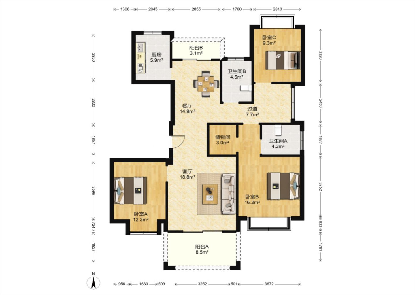 南通1912 4室2厅2卫 143.5m&sup2;