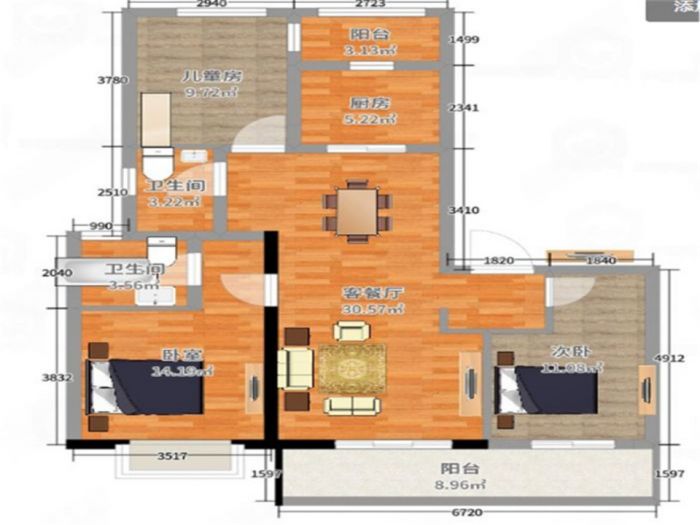 云樾河山 3室2厅2卫 118m&sup2;
