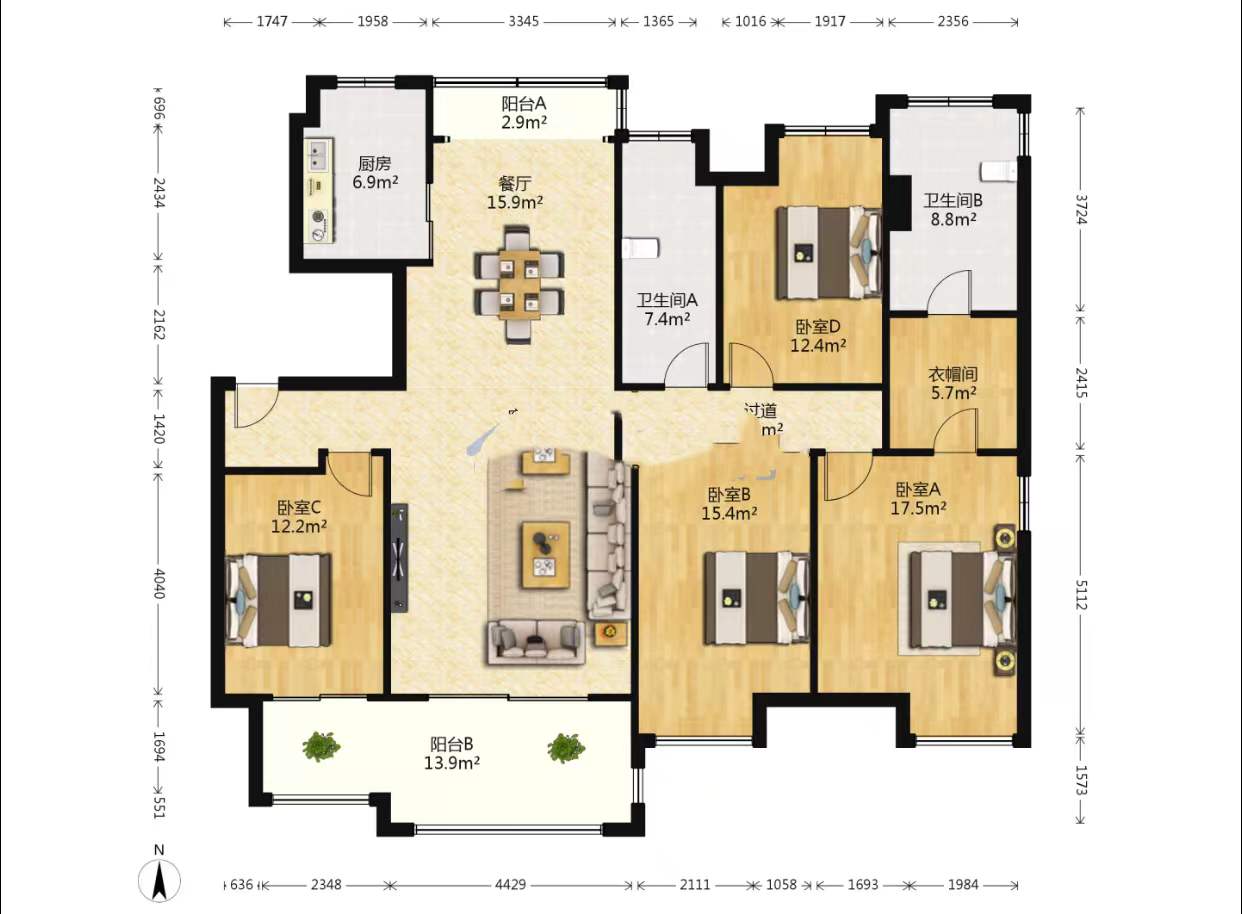 万科城市之光 3室2厅2卫 142m&sup2;