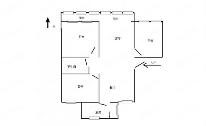 富贵园 3室2厅1卫 120.00m&sup2;
