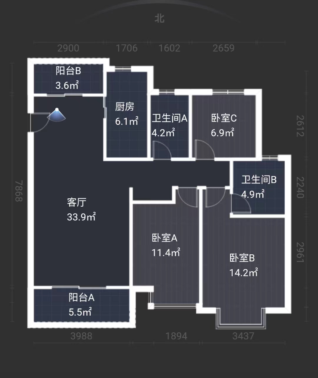 恒大悦珑湾 3室2厅2卫 122.58m&sup2;