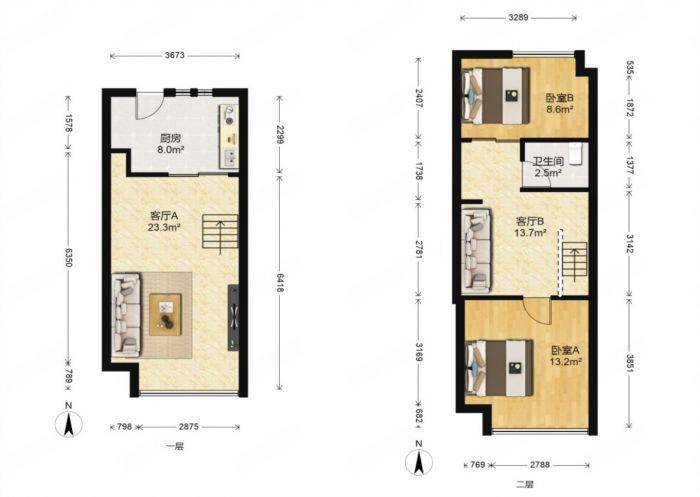 万科爱情公寓 2室2厅1卫 52.00m&sup2;