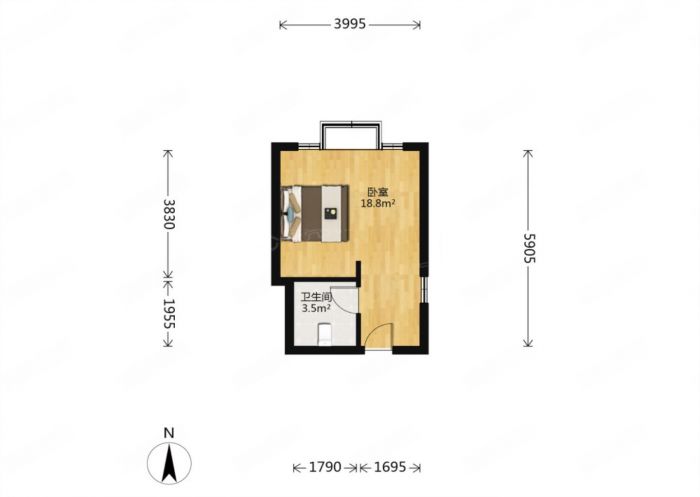 中港金座 1室1厅1卫 52m&sup2;