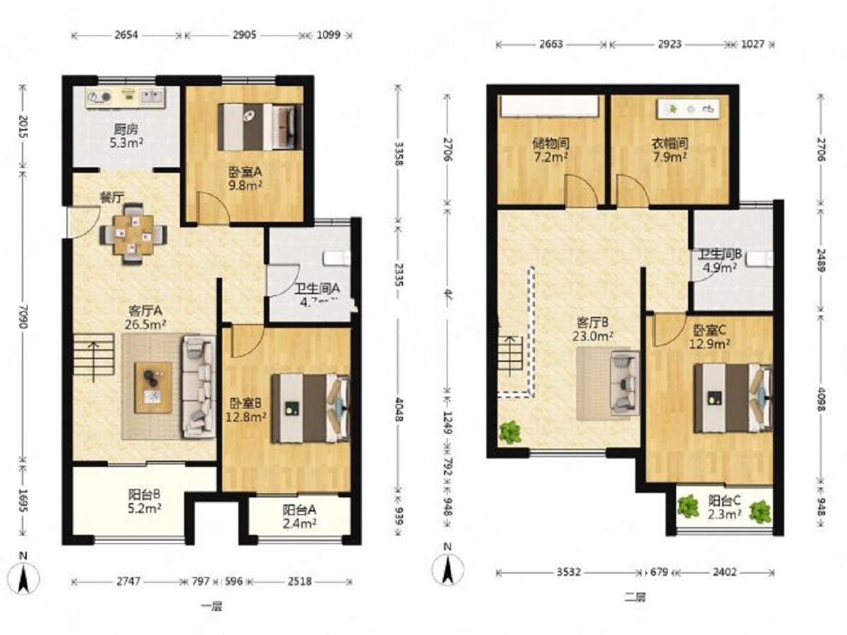 虹东花苑 3室1厅1卫 86m&sup2;